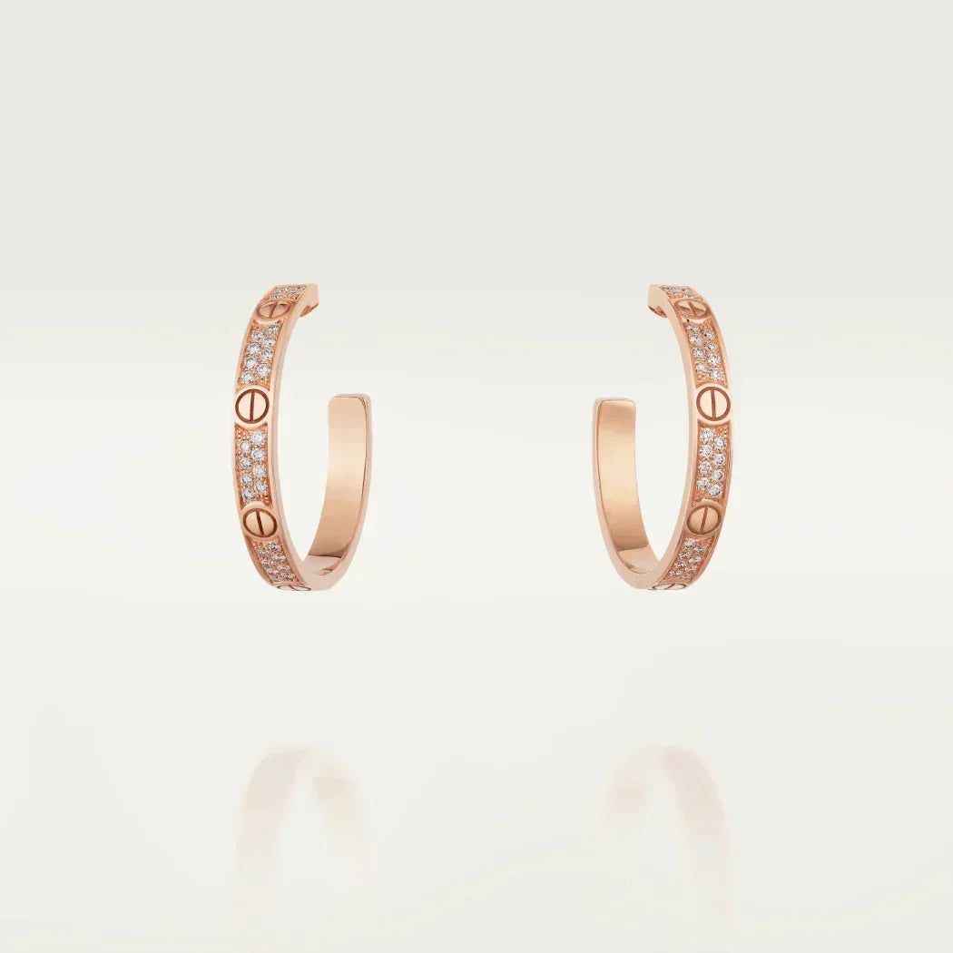 [⭐Novea]LOVE DIAMOND PINK GOLD HOOP EARRINGS