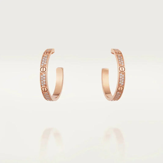 [⭐Novea]LOVE DIAMOND PINK GOLD HOOP EARRINGS