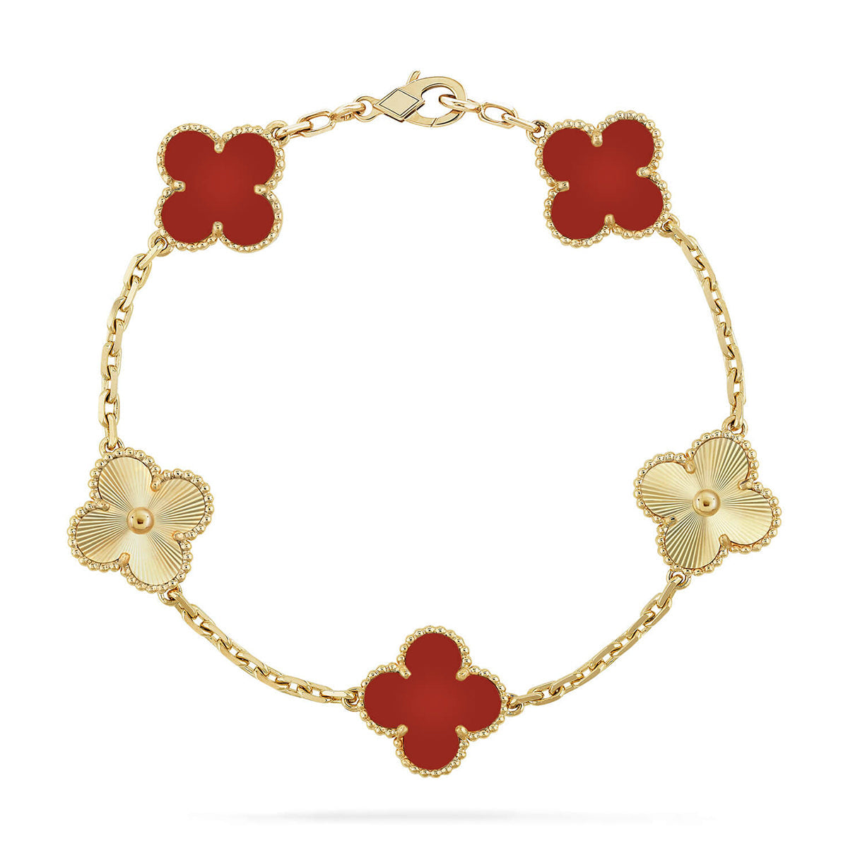 [⭐Novea] CLOVER 5 MOTIF RED CORNELIAN BRACELET COLLECTION