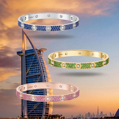[⭐Novea]2026 PAVE GEMSTONE LOVE BRACELET 6.1MM 10 DIAMONDS