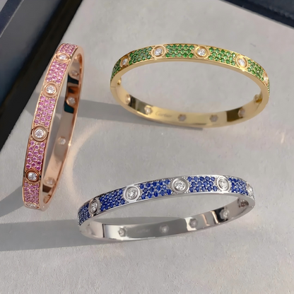 [⭐Novea]2026 PAVE GEMSTONE LOVE BRACELET 6.1MM 10 DIAMONDS