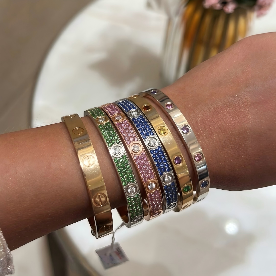 [⭐Novea]2026 PAVE GEMSTONE LOVE BRACELET 6.1MM 10 DIAMONDS
