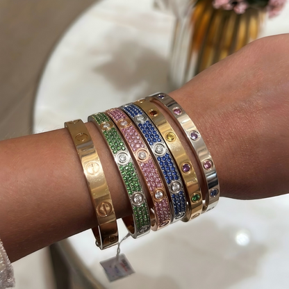 [⭐Novea]2026 PAVE GEMSTONE LOVE BRACELET 6.1MM 10 DIAMONDS
