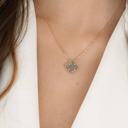[⭐Novea]CLOVER 15MM  GRAY MOTHER OF PEARL NECKLACE