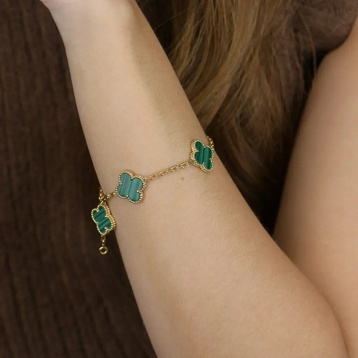 [⭐Novea] CLOVER 5 MOTIF MALACHITE BRACELET COLLECTION