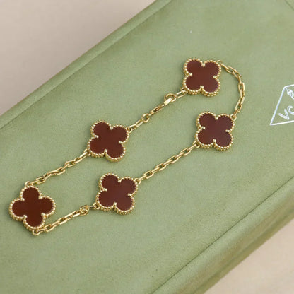 [⭐Novea] CLOVER 5 MOTIF RED CORNELIAN BRACELET COLLECTION