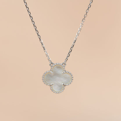 [⭐Novea]CLOVER  15MM WHITE MOTHER-OF-PEARL SILVER