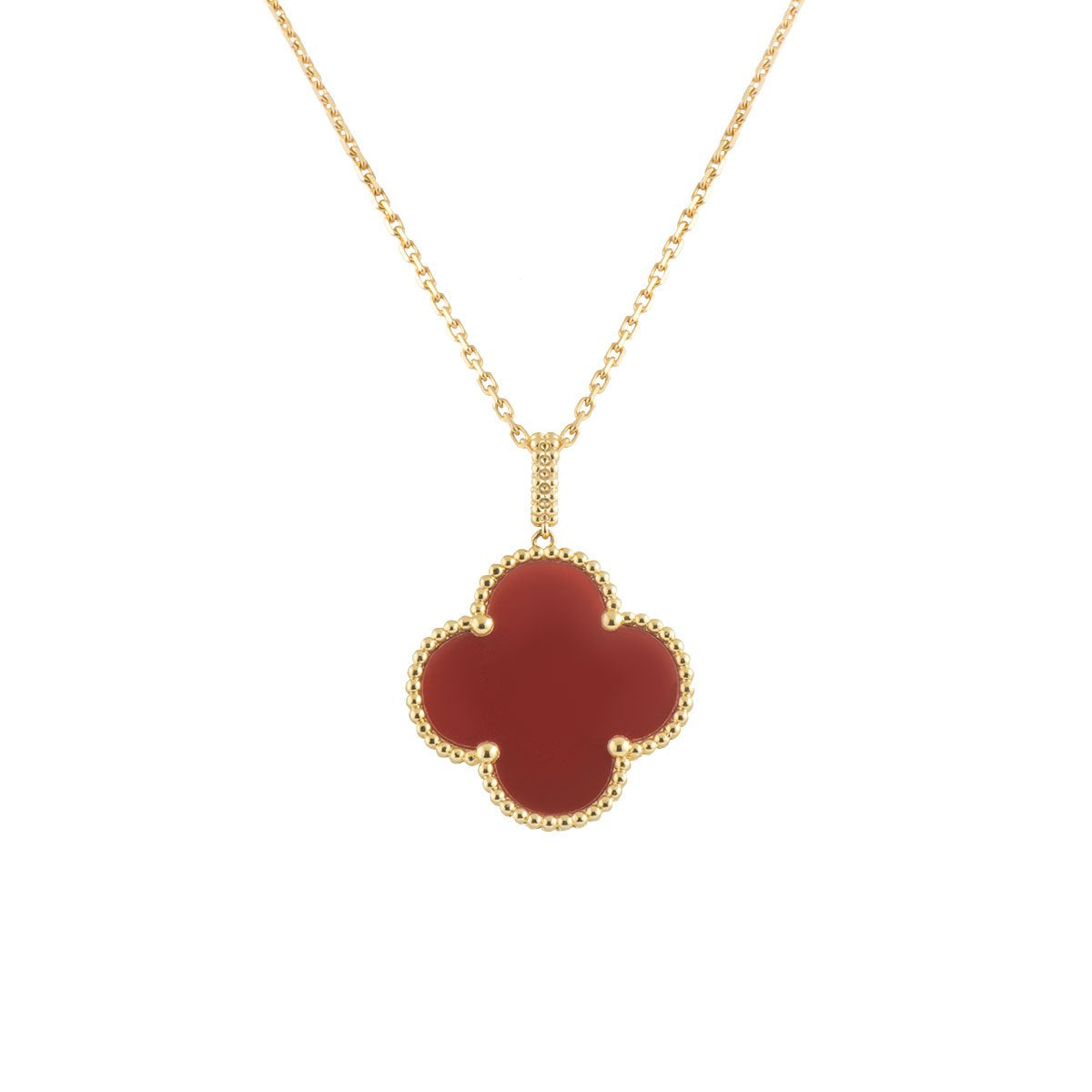 [⭐Novea]CLOVER 25MM NECKLACE GOLD CARNELIAN