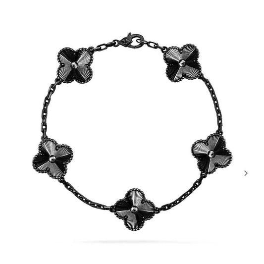 [⭐Novea]CLOVER 5 MOTIF BLACK BRACELET