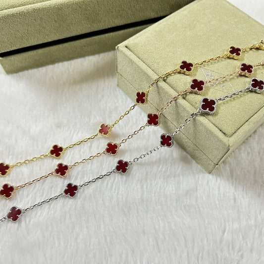 [⭐Novea]CLOVER 6 MOTIF RED AGATE BRACELET