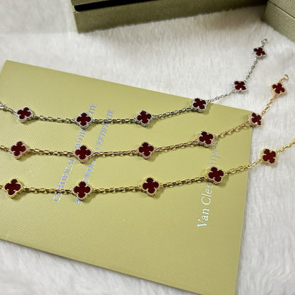 [⭐Novea]CLOVER 6 MOTIF RED AGATE BRACELET