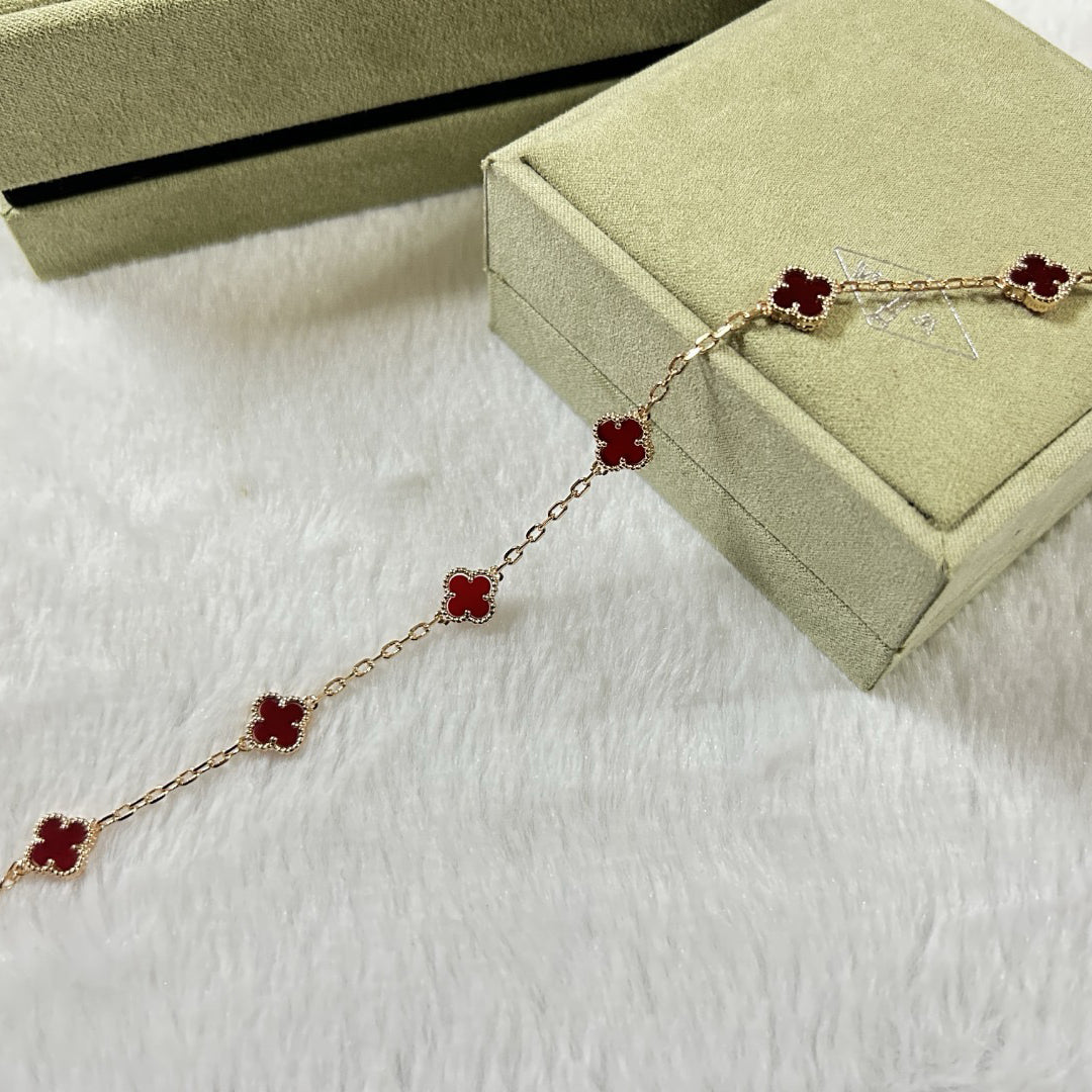 [⭐Novea]CLOVER 6 MOTIF RED AGATE BRACELET
