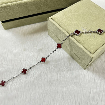 [⭐Novea]CLOVER 6 MOTIF RED AGATE BRACELET