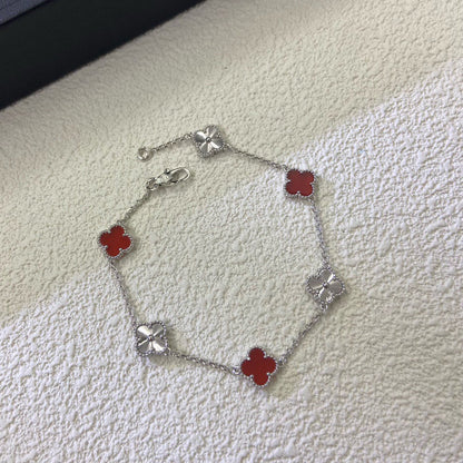 [⭐Novea]CLOVER 6 MOTIF RED AGATE LASER BRACELET