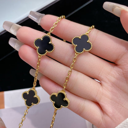 [⭐Novea]CLOVER 10 MOTIFS ONYX NECKLACE