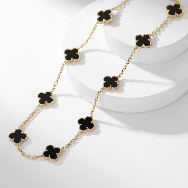 [⭐Novea]CLOVER 10 MOTIFS ONYX NECKLACE