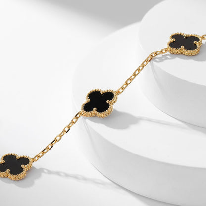 [⭐Novea]CLOVER 10 MOTIFS ONYX NECKLACE