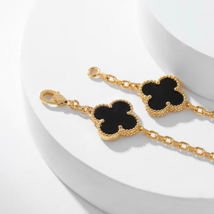 [⭐Novea]CLOVER 10 MOTIFS ONYX NECKLACE