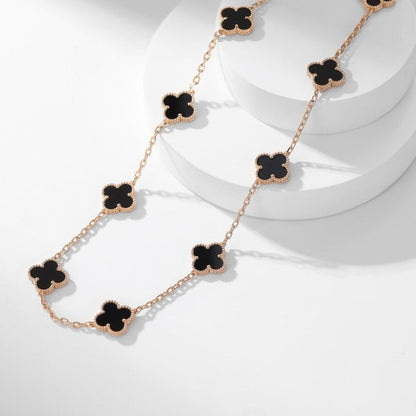 [⭐Novea]CLOVER 10 MOTIFS ONYX NECKLACE