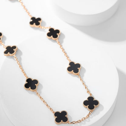 [⭐Novea]CLOVER 10 MOTIFS ONYX NECKLACE