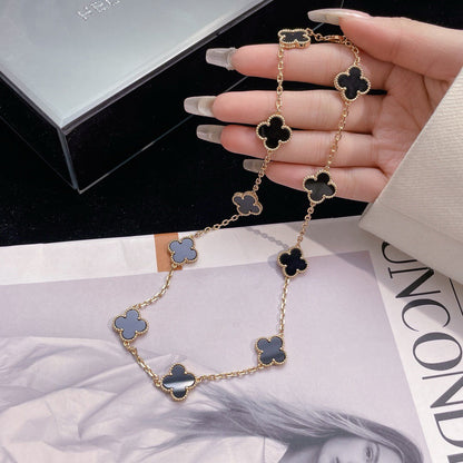[⭐Novea]CLOVER 10 MOTIFS ONYX NECKLACE