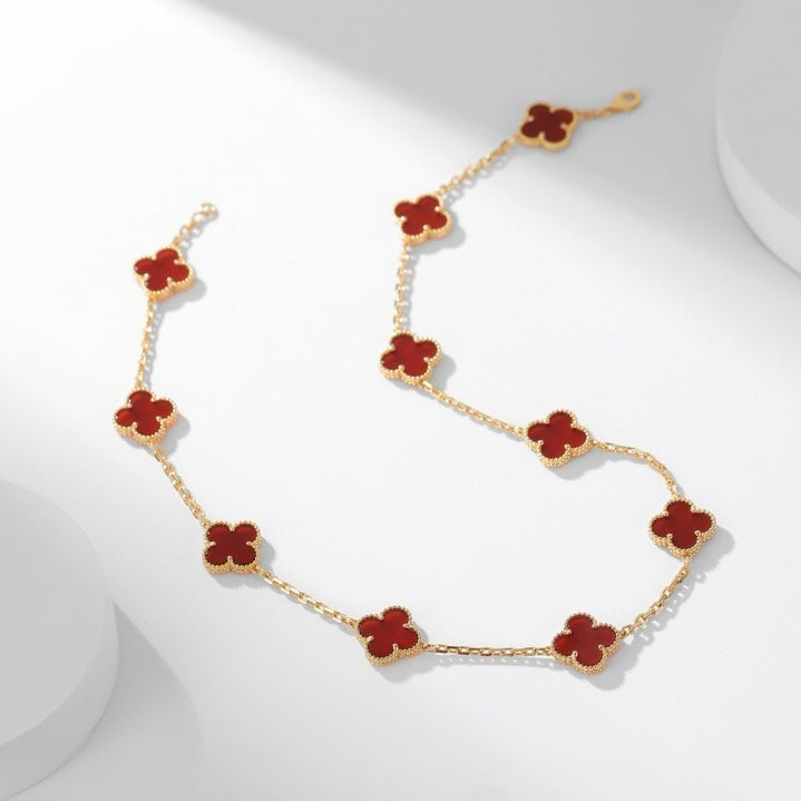 [⭐Novea]CLOVER 10 MOTIFS CARNELIAN NECKLACE