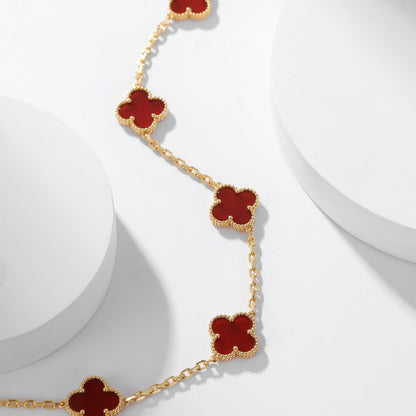 [⭐Novea]CLOVER 10 MOTIFS CARNELIAN NECKLACE