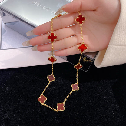 [⭐Novea]CLOVER 10 MOTIFS CARNELIAN NECKLACE