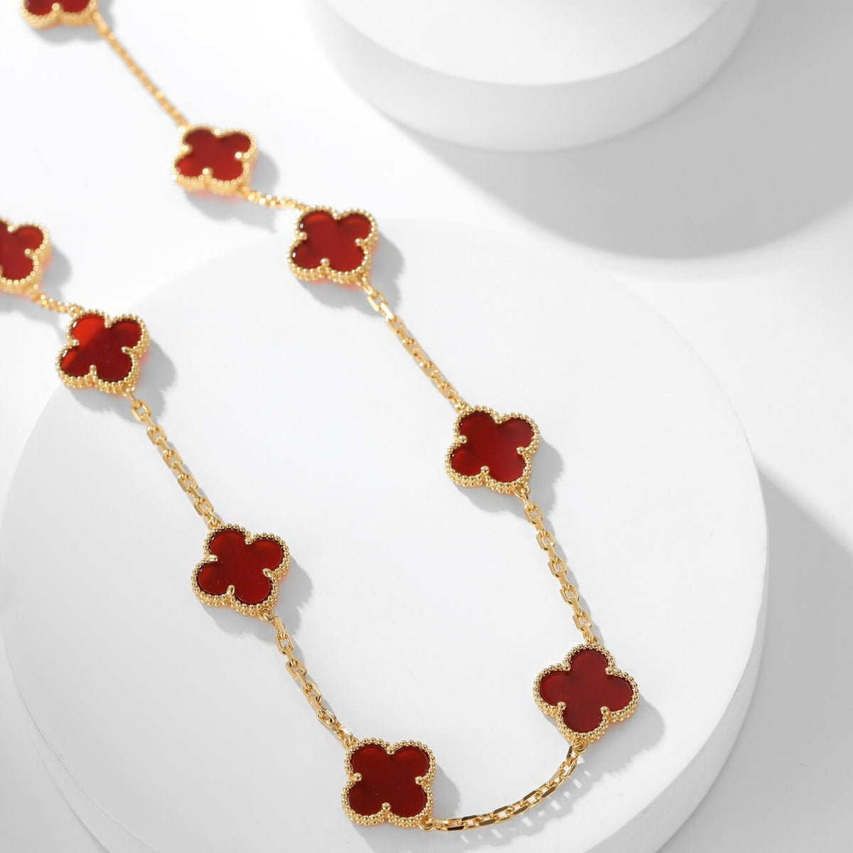 [⭐Novea]CLOVER 10 MOTIFS CARNELIAN NECKLACE