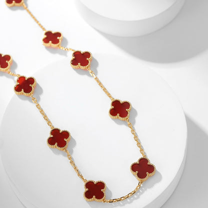 [⭐Novea]CLOVER 10 MOTIFS CARNELIAN NECKLACE