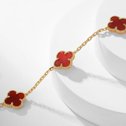 [⭐Novea]CLOVER 10 MOTIFS CARNELIAN NECKLACE