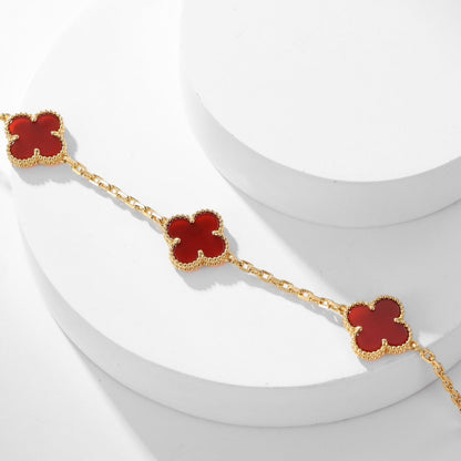 [⭐Novea]CLOVER 10 MOTIFS CARNELIAN NECKLACE