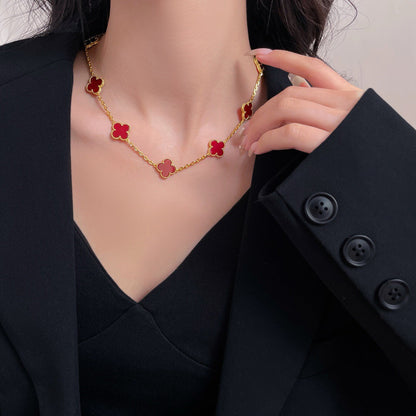 [⭐Novea]CLOVER 10 MOTIFS CARNELIAN NECKLACE