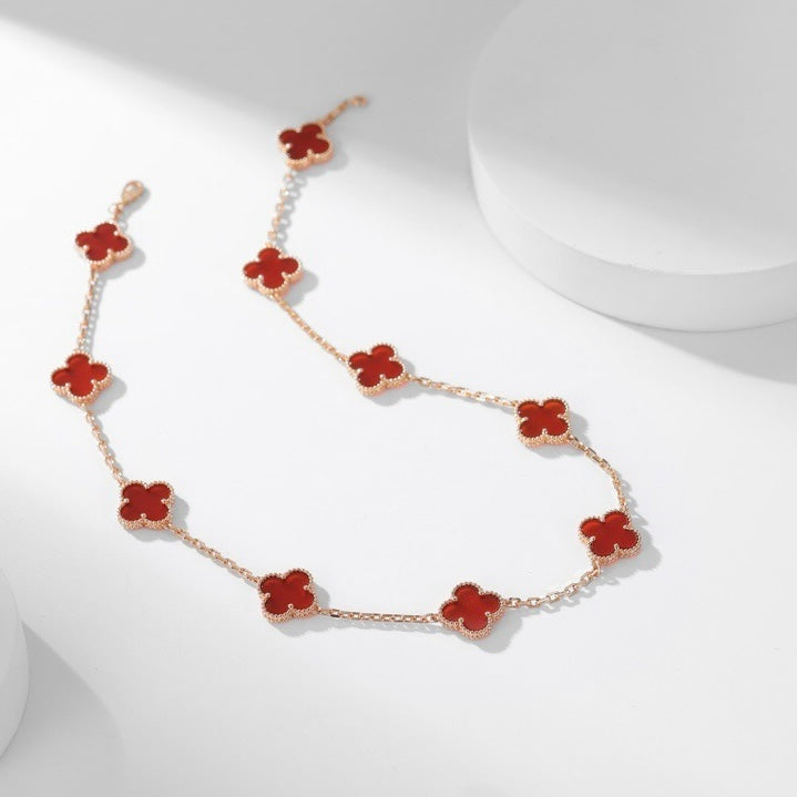 [⭐Novea]CLOVER 10 MOTIFS CARNELIAN NECKLACE