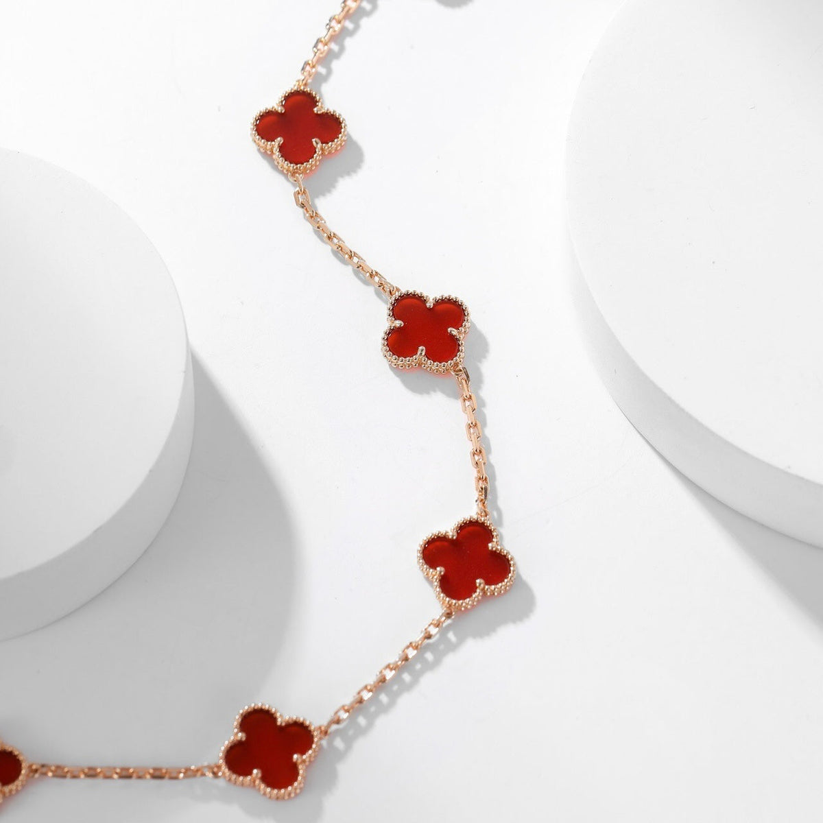 [⭐Novea]CLOVER 10 MOTIFS CARNELIAN NECKLACE
