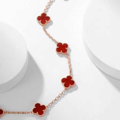 [⭐Novea]CLOVER 10 MOTIFS CARNELIAN NECKLACE