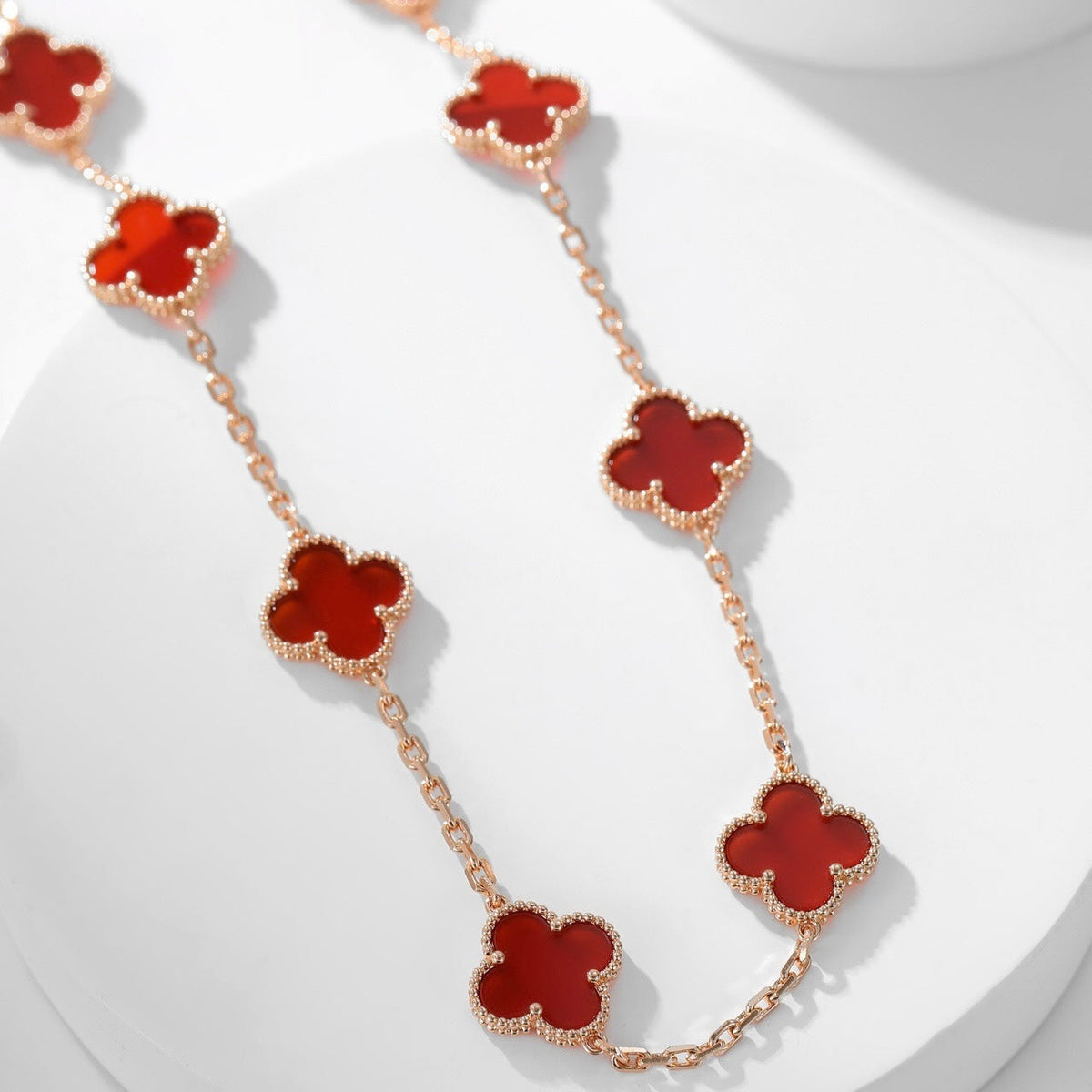 [⭐Novea]CLOVER 10 MOTIFS CARNELIAN NECKLACE