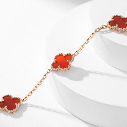 [⭐Novea]CLOVER 10 MOTIFS CARNELIAN NECKLACE
