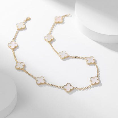 [⭐Novea]CLOVER 10 MOTIFS WHITE MOTHER OF PEARL NECKLACE