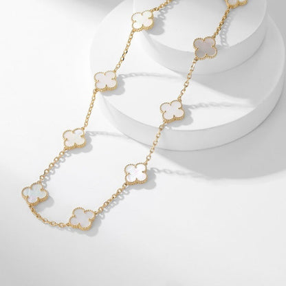 [⭐Novea]CLOVER 10 MOTIFS WHITE MOTHER OF PEARL NECKLACE