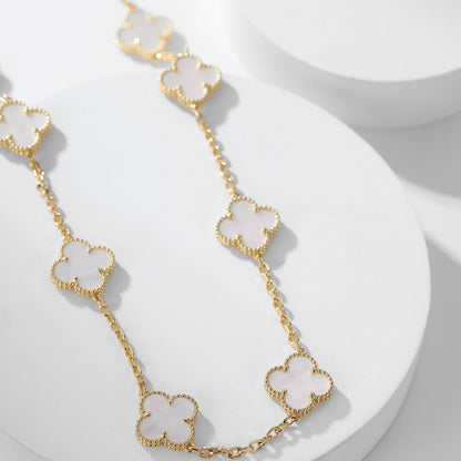 [⭐Novea]CLOVER 10 MOTIFS WHITE MOTHER OF PEARL NECKLACE