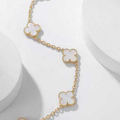 [⭐Novea]CLOVER 10 MOTIFS WHITE MOTHER OF PEARL NECKLACE