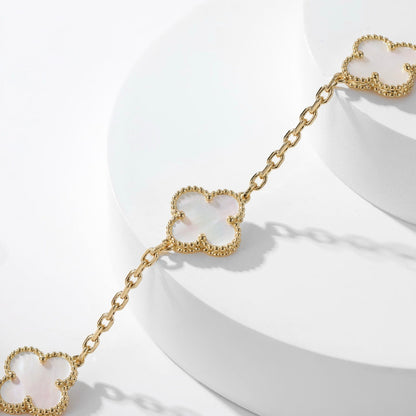 [⭐Novea]CLOVER 10 MOTIFS WHITE MOTHER OF PEARL NECKLACE