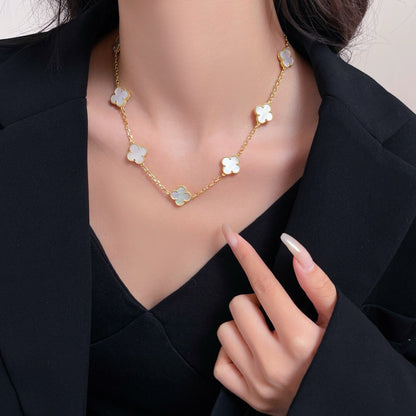 [⭐Novea]CLOVER 10 MOTIFS WHITE MOTHER OF PEARL NECKLACE