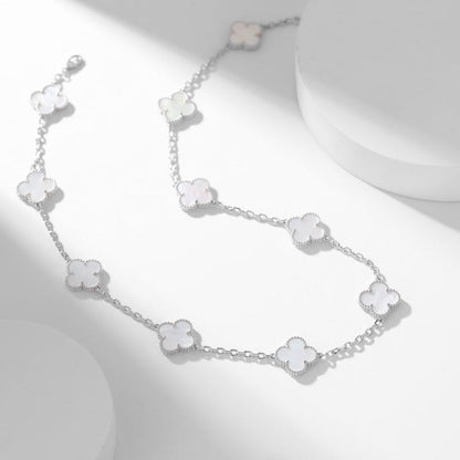 [⭐Novea]CLOVER 10 MOTIFS WHITE MOTHER OF PEARL NECKLACE