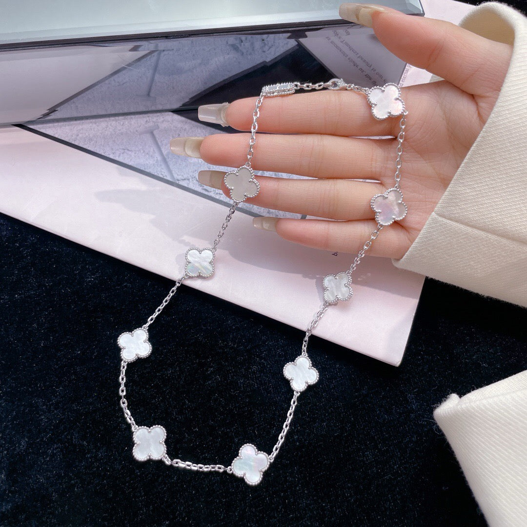 [⭐Novea]CLOVER 10 MOTIFS WHITE MOTHER OF PEARL NECKLACE