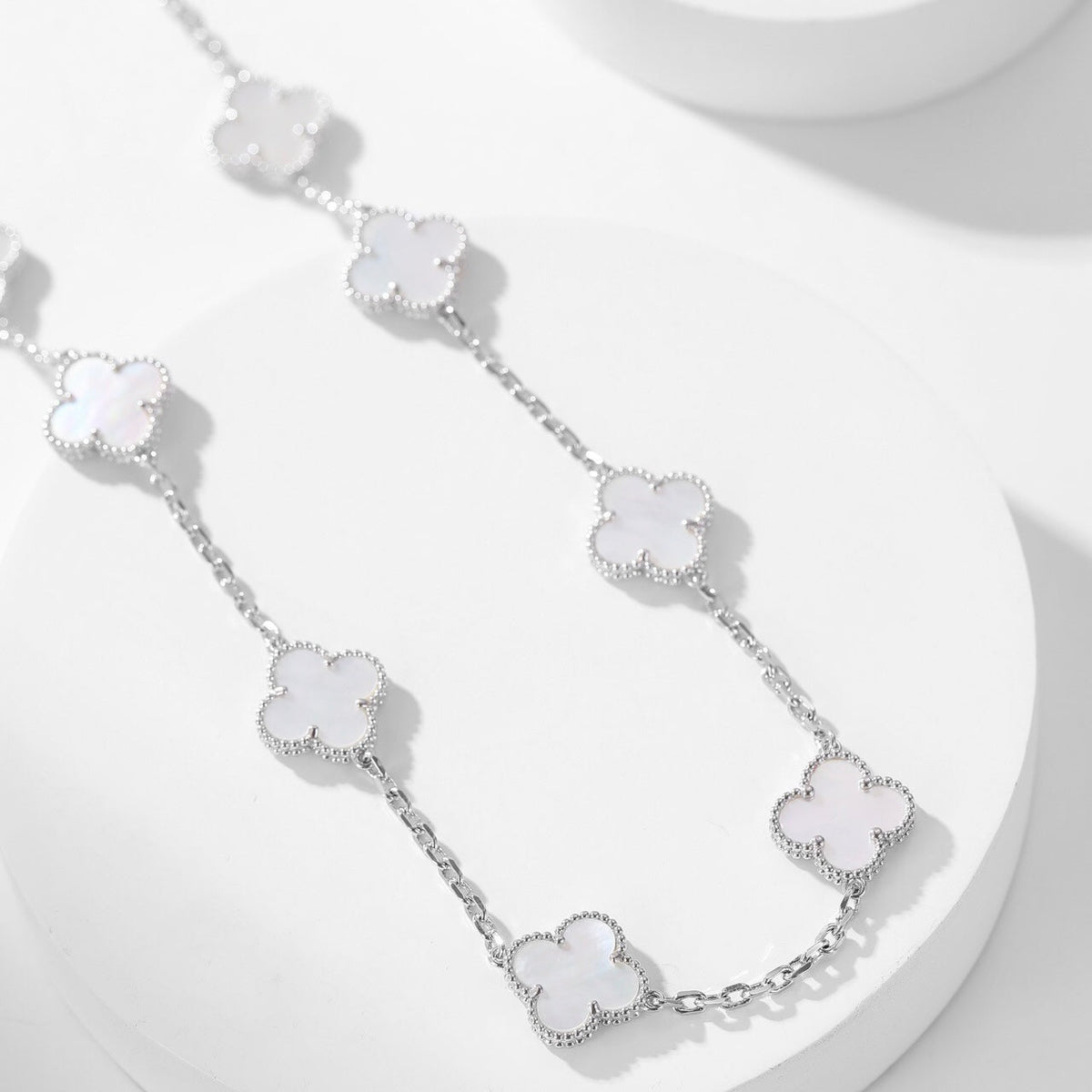 [⭐Novea]CLOVER 10 MOTIFS WHITE MOTHER OF PEARL NECKLACE