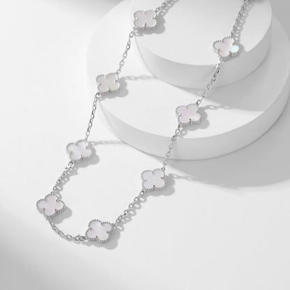 [⭐Novea]CLOVER 10 MOTIFS WHITE MOTHER OF PEARL NECKLACE