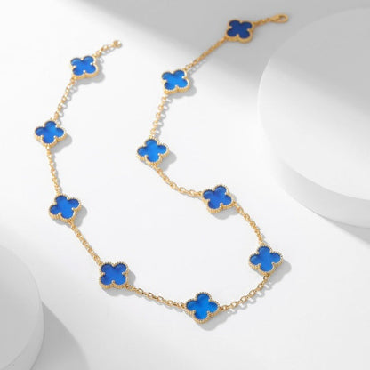 [⭐Novea]CLOVER 10 MOTIFS BLUE AGATE NECKLACE