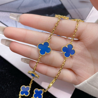 [⭐Novea]CLOVER 10 MOTIFS BLUE AGATE NECKLACE